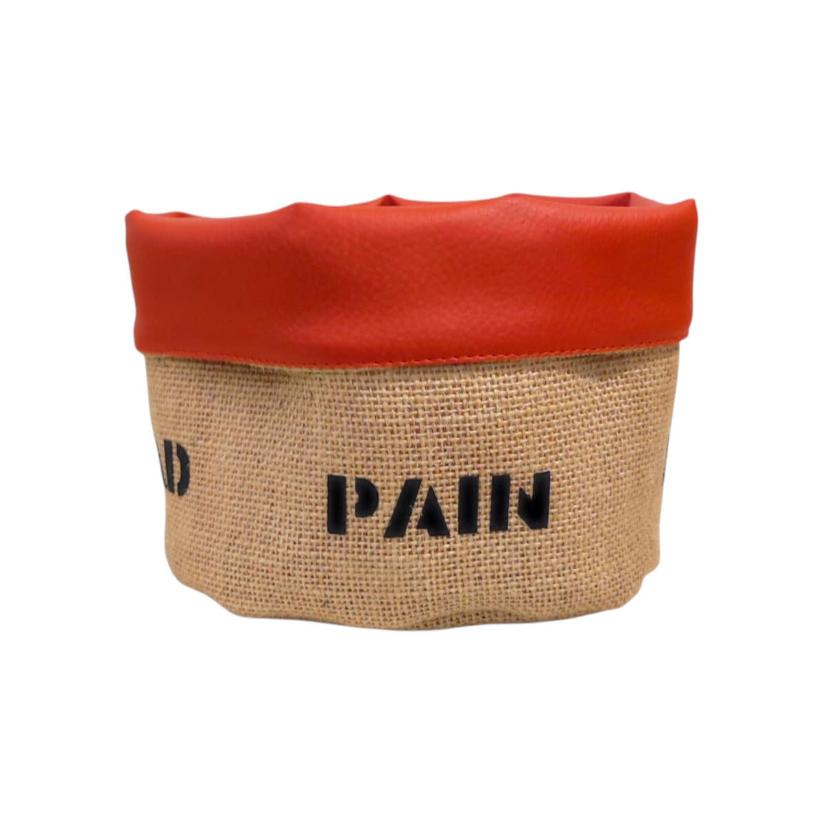 Panière à pain ronde en jute et similicuir, fabriquée à la main. Facile à entretenir, idéale pour restaurants, hôtels et cafés.