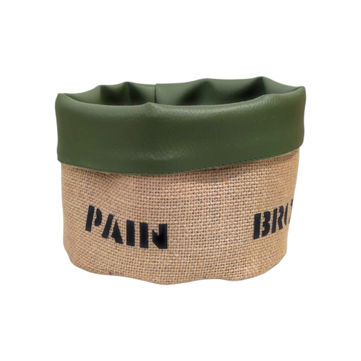 Panière à pain ronde en jute et similicuir, fabriquée à la main. Facile à entretenir, idéale pour restaurants, hôtels et cafés.