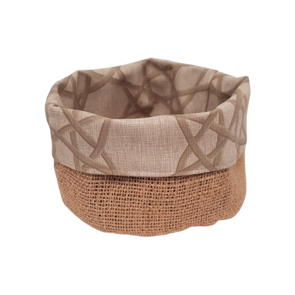 Panière à pain ronde en jute et similicuir imperméable, fabriquée à la main. Facile à entretenir, idéale pour restaurants, hôtels et cafés.