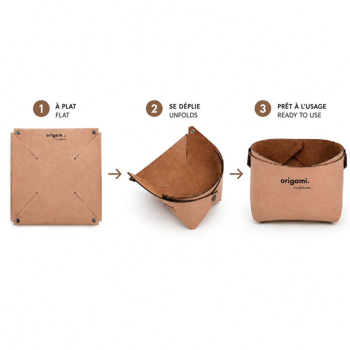 Panière en similicuir imperméable, facile à nettoyer, idéale pour un usage quotidien.