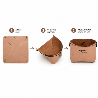 Panière en similicuir imperméable, facile à nettoyer, idéale pour un usage quotidien.