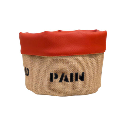 Panière à pain ronde en jute et similicuir, fabriquée à la main. Facile à entretenir, idéale pour restaurants, hôtels et cafés.
