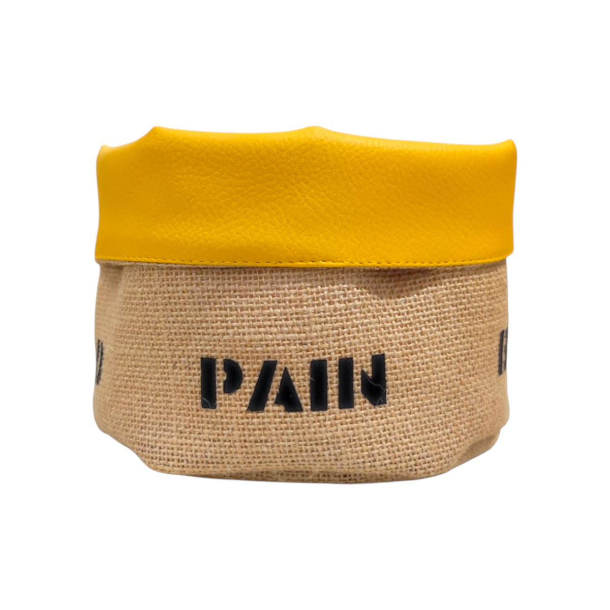 Panière à pain ronde en jute et similicuir, fabriquée à la main. Facile à entretenir, idéale pour restaurants, hôtels et cafés.