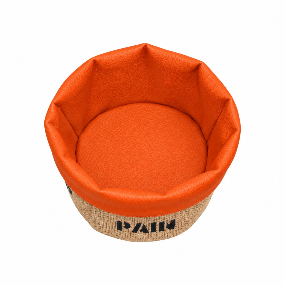 Panière à pain ronde en jute et similicuir, fabriquée à la main. Facile à entretenir, idéale pour restaurants, hôtels et cafés.