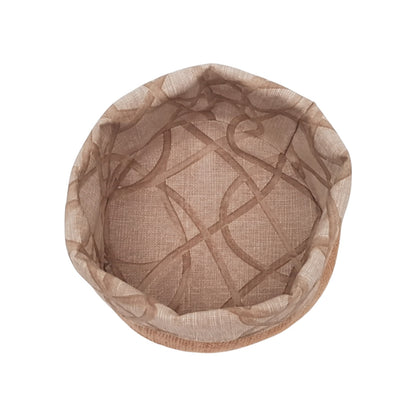 Panière à pain ronde en jute et similicuir imperméable, fabriquée à la main. Facile à entretenir, idéale pour restaurants, hôtels et cafés.