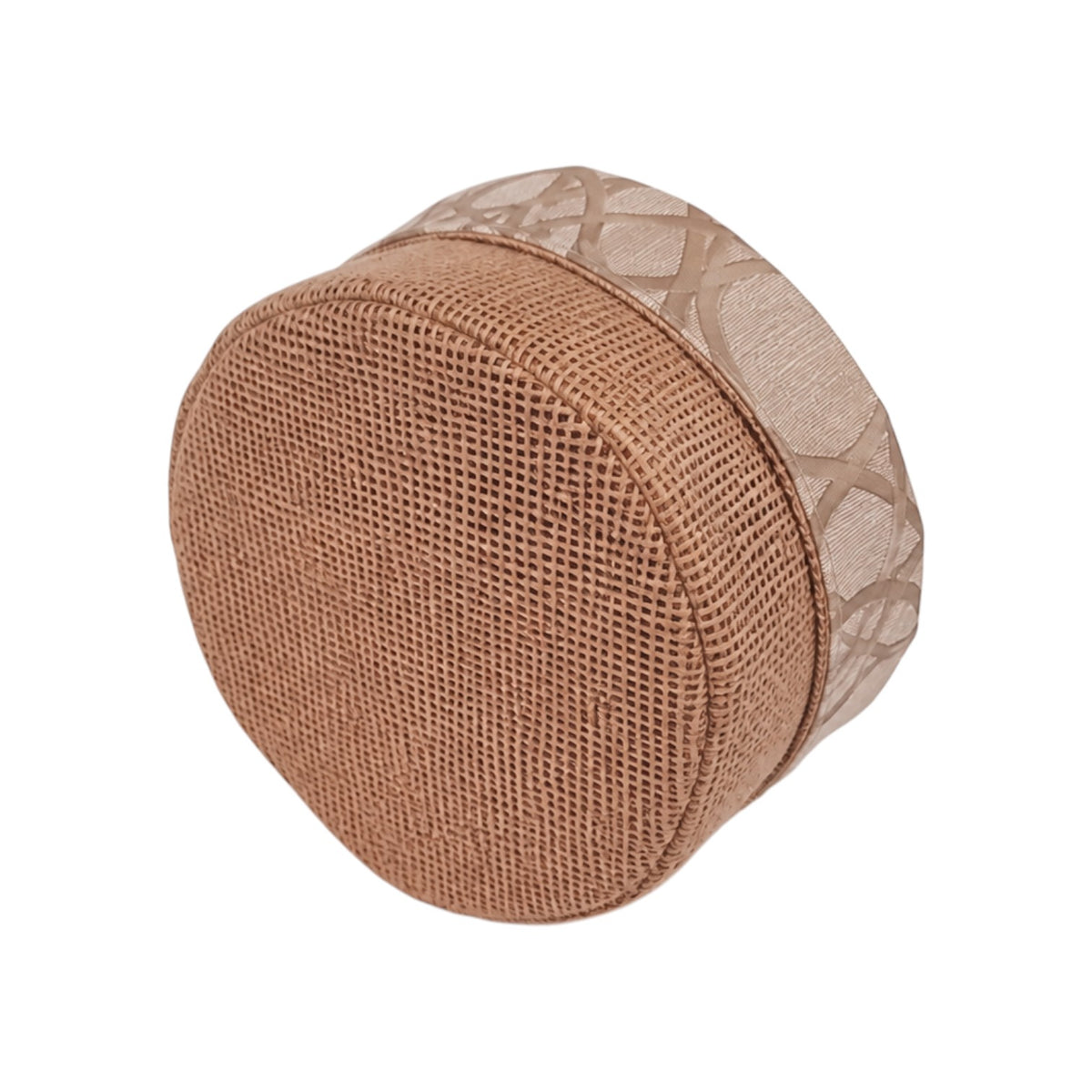 Panière à pain ronde en jute et similicuir imperméable, fabriquée à la main. Facile à entretenir, idéale pour restaurants, hôtels et cafés.