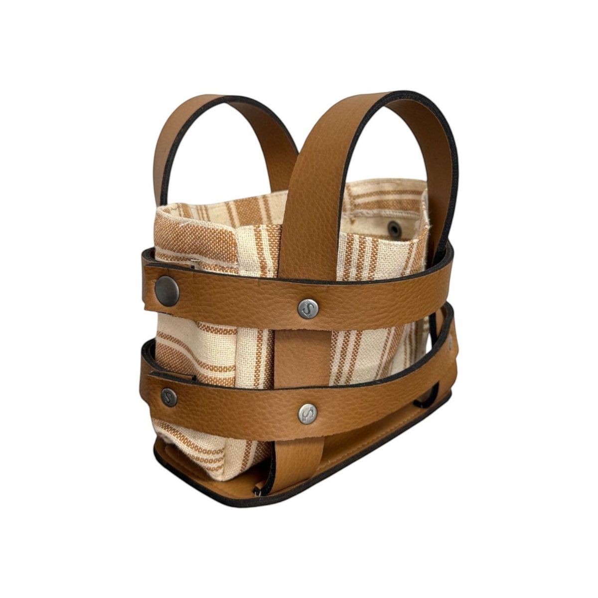 Panière en similicuir imperméable et tissu, facile à nettoyer, idéale pour un usage quotidien.